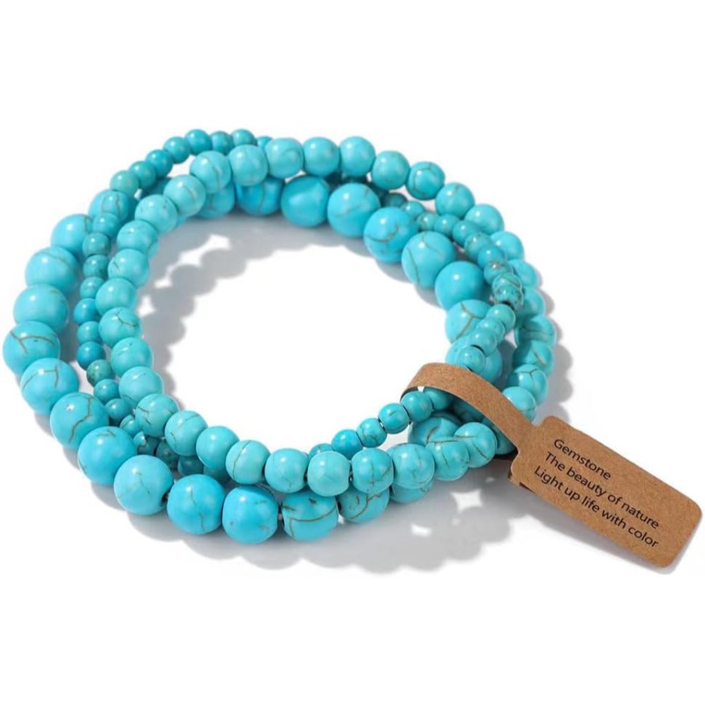3pcs Healing Crystal Turquoise Bracelets For Women Men 8mm 6mm 4mm Natural Stone